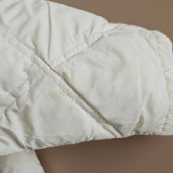 EUC Lands' End  Cream Goose Down Feather Hooded Ski Puffer Jacket S/P 6-8 - Picture 6 of 10